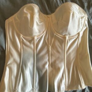 Dominique Cream Satin Bra with Structured Boning
